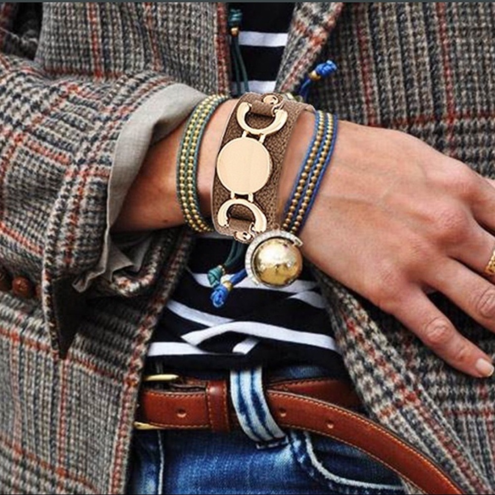 Beautiful khaki leather cuff - Picture 4 of 4